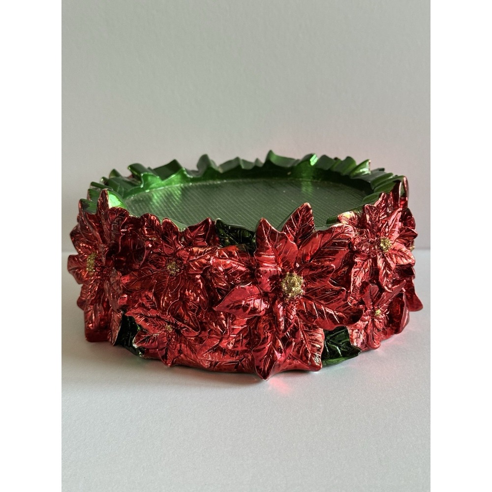 HomeWorx by‎ Harry Slatkin Holiday Poinsettia Christmas Candle Holder Pedestal
